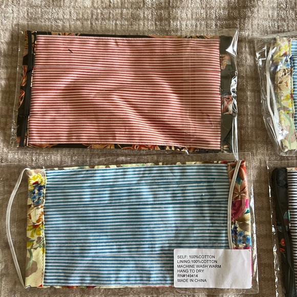 Johnny Was Set of 4! Cotton Sateen Face Mask Set NWT - Picture 6 of 9